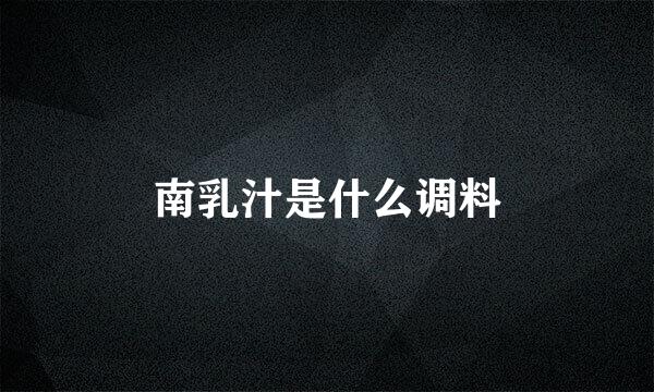 南乳汁是什么调料
