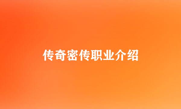 传奇密传职业介绍