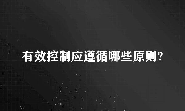 有效控制应遵循哪些原则?
