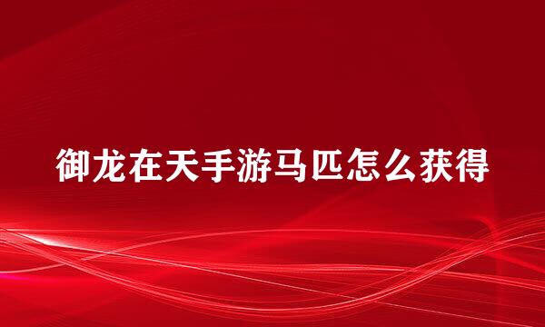 御龙在天手游马匹怎么获得