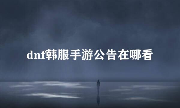 dnf韩服手游公告在哪看