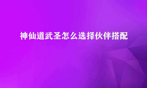 神仙道武圣怎么选择伙伴搭配