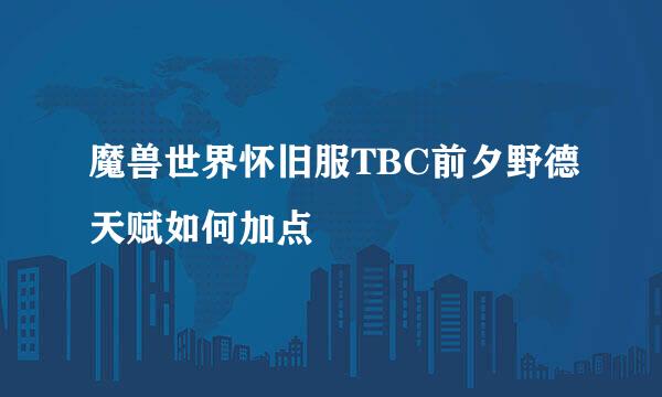 魔兽世界怀旧服TBC前夕野德天赋如何加点
