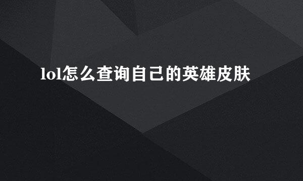 lol怎么查询自己的英雄皮肤