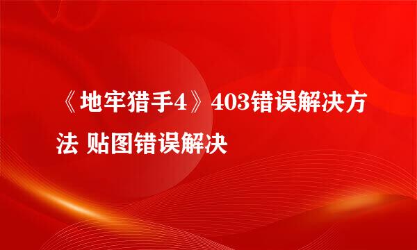 《地牢猎手4》403错误解决方法 贴图错误解决