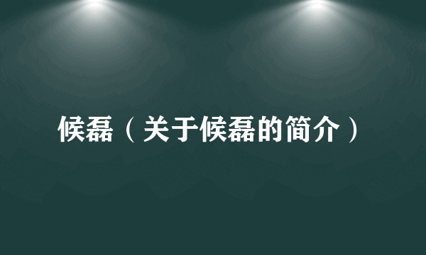 候磊（关于候磊的简介）