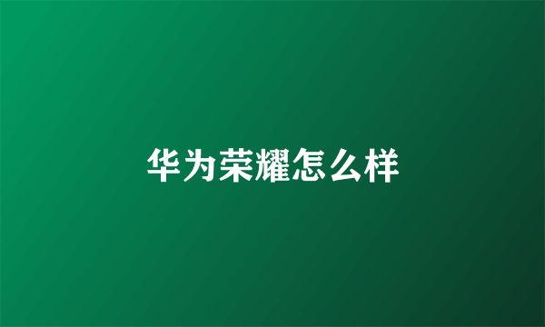 华为荣耀怎么样