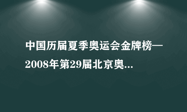 中国历届夏季奥运会金牌榜—2008年第29届北京奥运会中国所获金牌情况