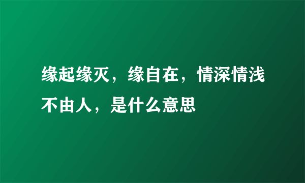 缘起缘灭，缘自在，情深情浅不由人，是什么意思