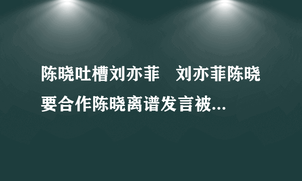 陈晓吐槽刘亦菲   刘亦菲陈晓要合作陈晓离谱发言被扒出来了
