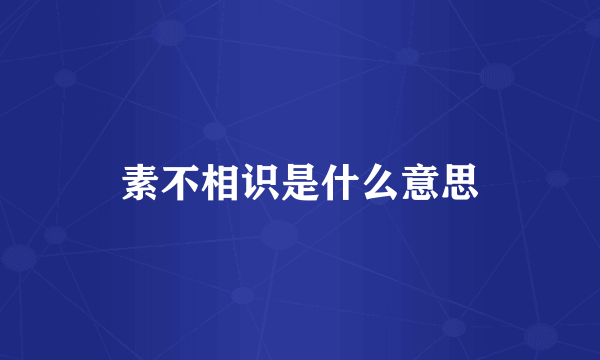 素不相识是什么意思