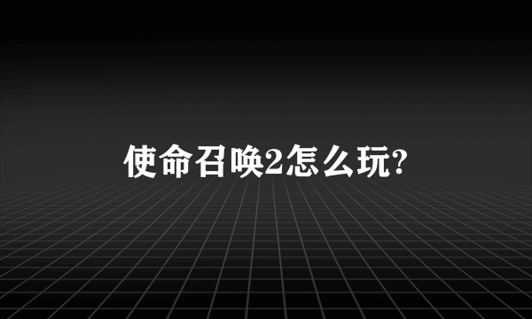 使命召唤2怎么玩?