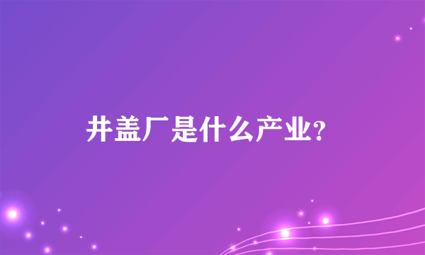 井盖厂是什么产业？