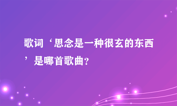 歌词‘思念是一种很玄的东西’是哪首歌曲？