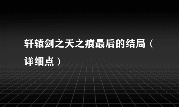 轩辕剑之天之痕最后的结局（详细点）