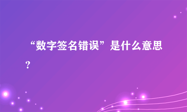 “数字签名错误”是什么意思?